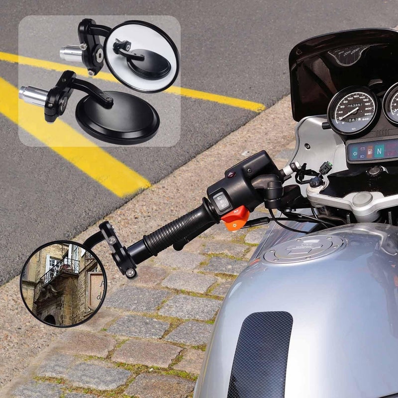 KAWELL Rear View Side Mirror Round Bar End Convex Hawk Eye Motorcycle Mirror for 7/8" Handle Bars Fits Most Harley Davidsons Suzuki Honda Kawasaki Cruisers - Image 5